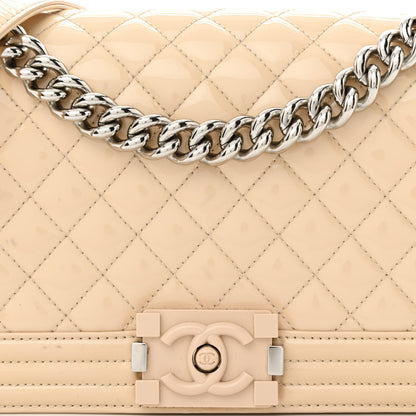 Chanel Patent Calfskin Quilted Medium Plexiglass Boy Flap Beige 8 of 18