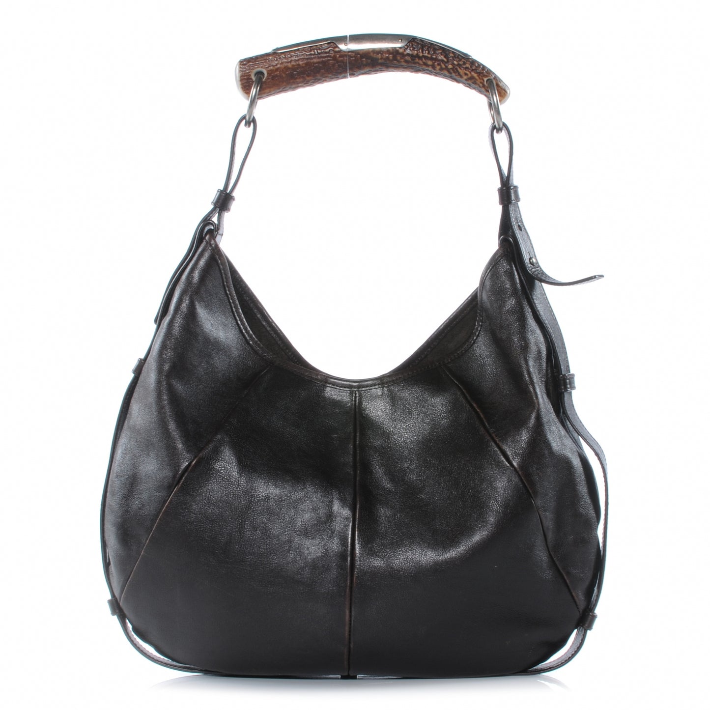 Leather Mombasa Horn Bag Dark Brown