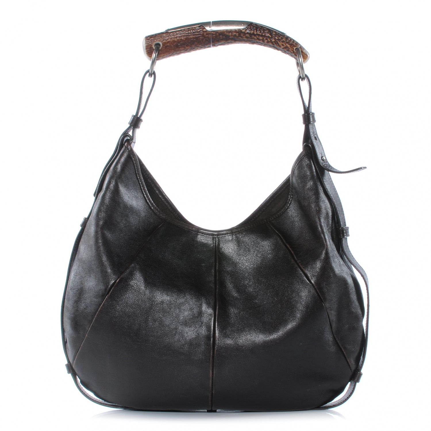 Saint Laurent Leather Mombasa Horn Bag Dark Brown 1 of 7