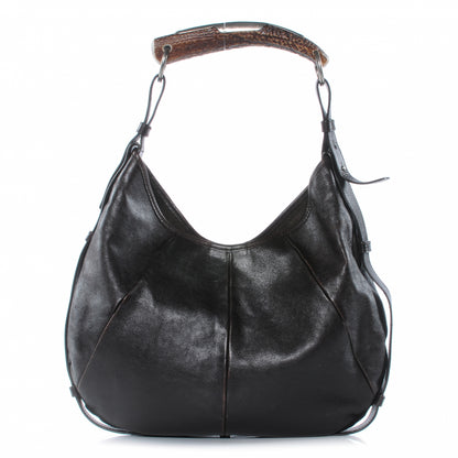Saint Laurent Leather Mombasa Horn Bag Dark Brown 1 of 7