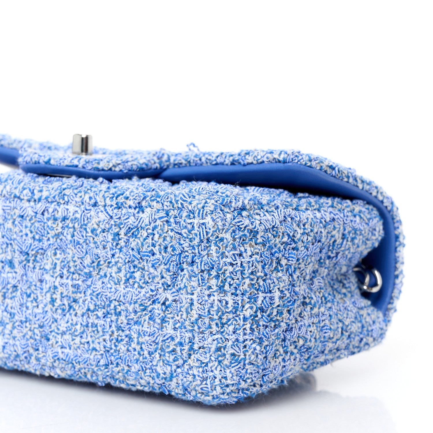 Chanel Tweed Quilted Mini Rectangular Flap Blue White 1734456