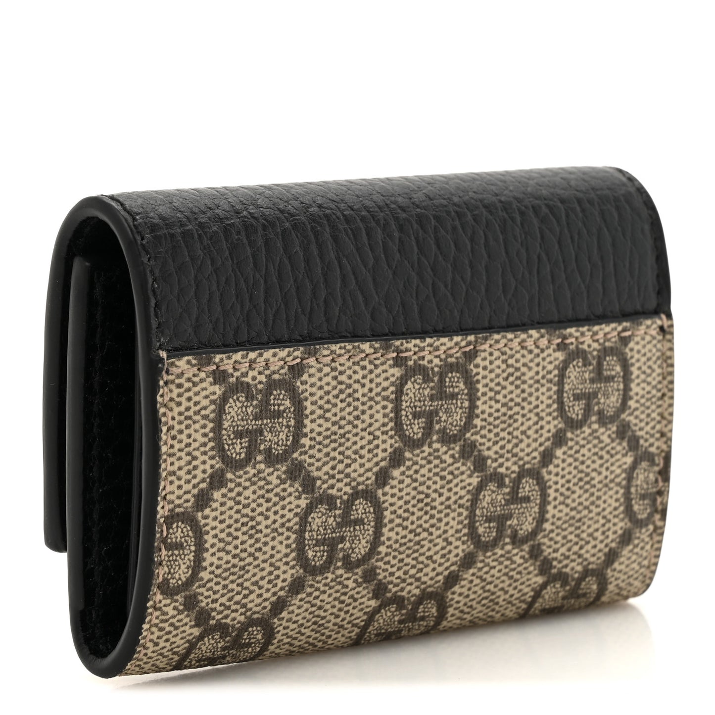 Dollar Calfskin GG Supreme Monogram GG Marmont 6 Key Holder Case Black Beige Ebony