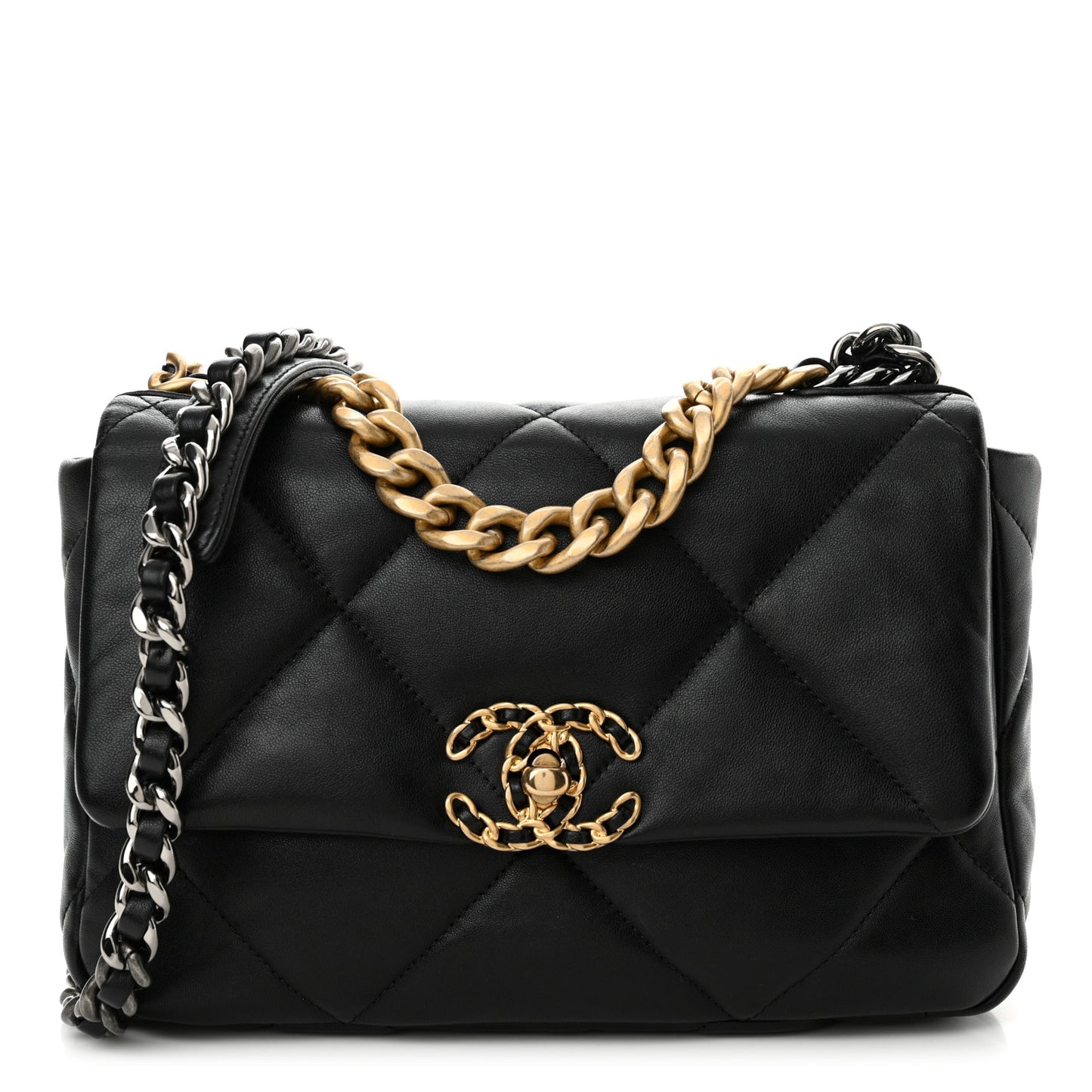 Lambskin Quilted Medium Chanel 19 Flap Black