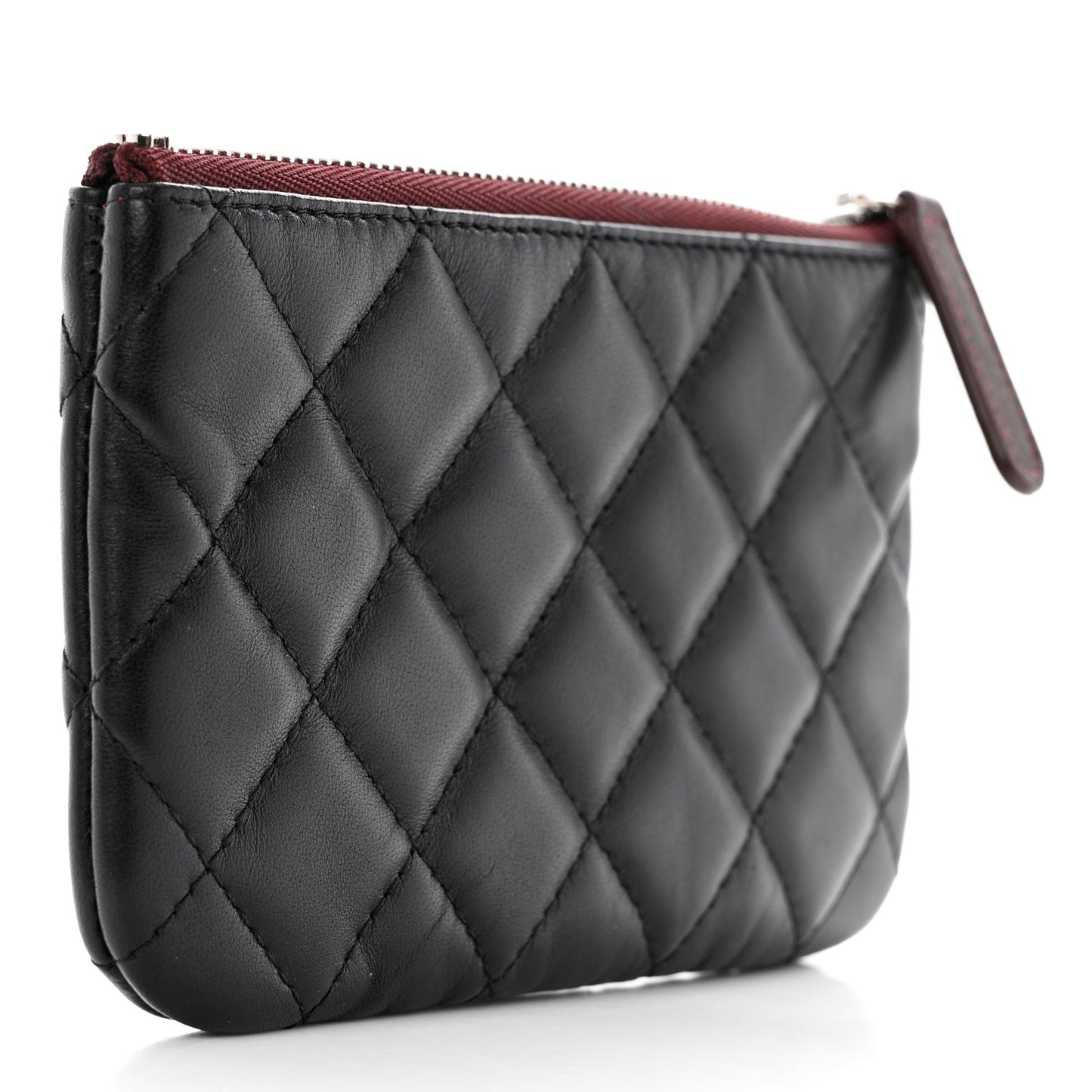 Lambskin Quilted Small Cosmetic Case Black