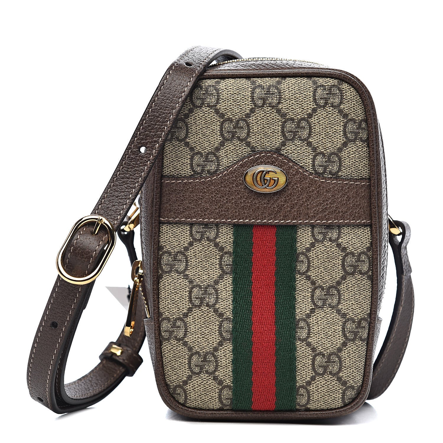 Gucci GG Supreme Monogram Web Mini Ophidia Double Zip Crossbody Bag Beige New Acero 1 of 12