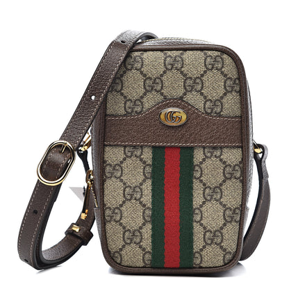 Gucci GG Supreme Monogram Web Mini Ophidia Double Zip Crossbody Bag Beige New Acero 1 of 12