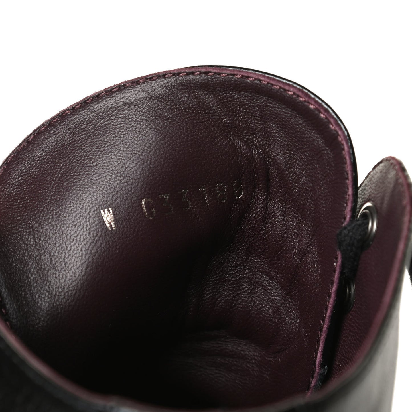 Crackled Calfskin Velvet Pearl Combat Short Boots 37.5 Black