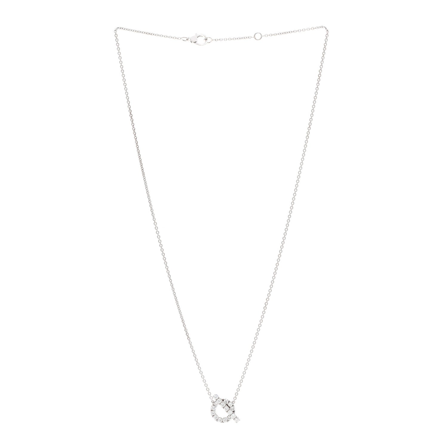 Hermes 18K White Gold Diamond Finesse Pendant Necklace 3 of 5