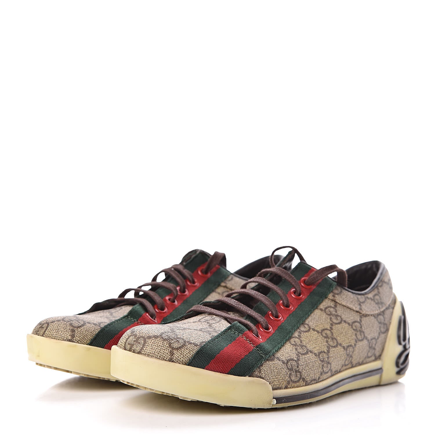 Gucci GG Monogram Web Womens Script Sneakers 38 Brown 3 of 12
