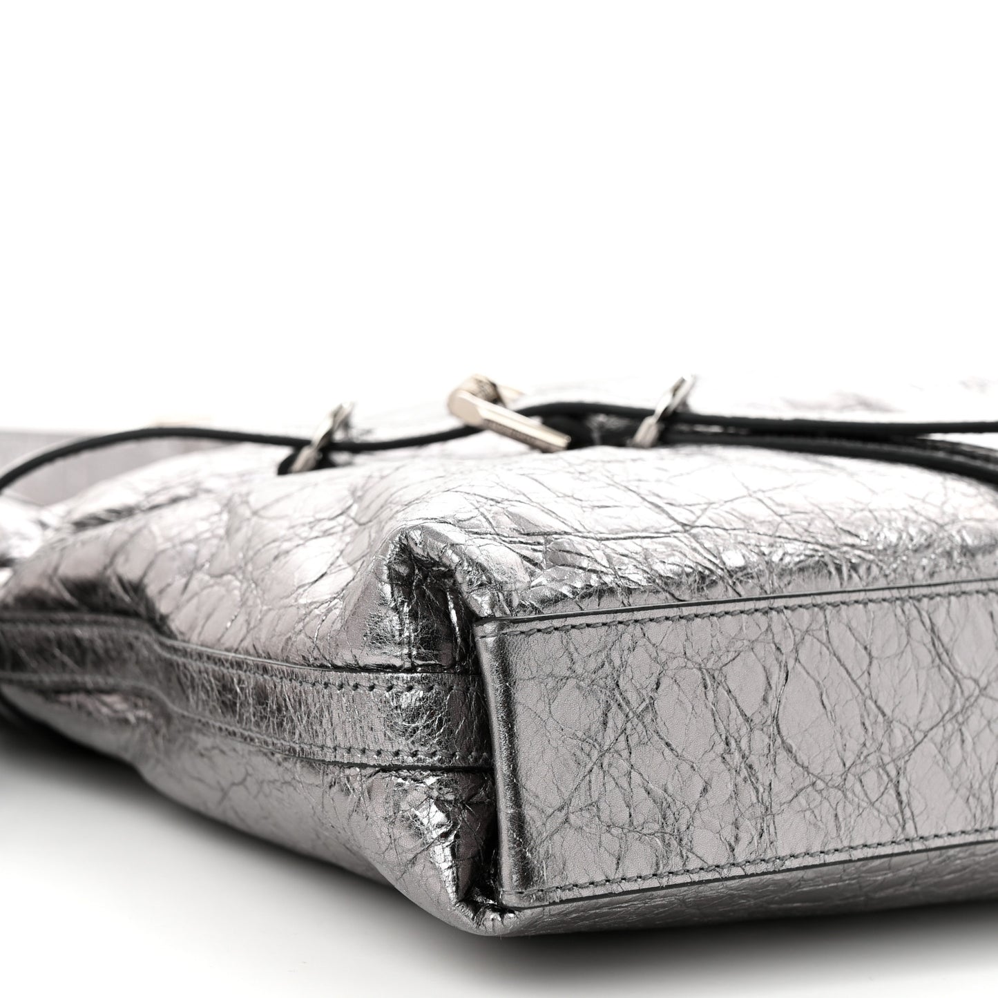 Metallic Calfskin Medium Voyou Bag Silver