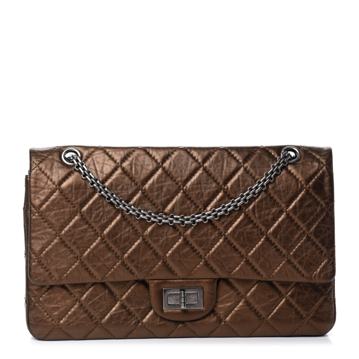 Metallic Aged Calfskin Quilted 2.55 Reissue 227 Flap Bronze