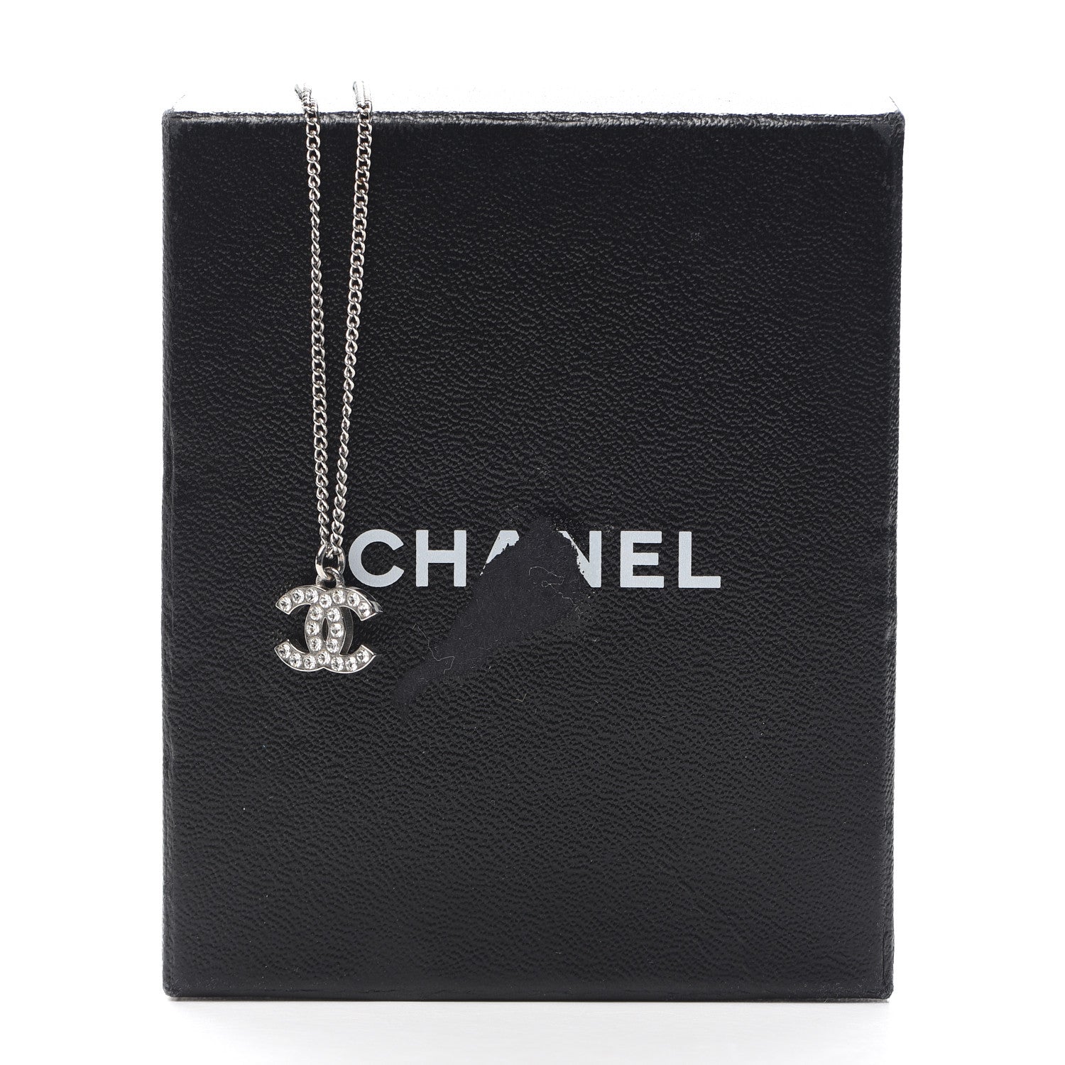Chanel Crystal Timeless CC Necklace Silver 4 of 4