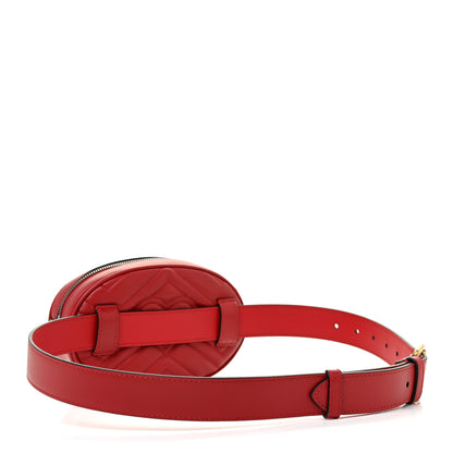 Gucci Calfskin Matelasse GG Marmont Belt Bag 85 34 Hibiscus Red 3 of 11