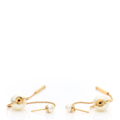 Christian Dior Pearl Tribales Dangle Chain Earrings Gold 3 of 4