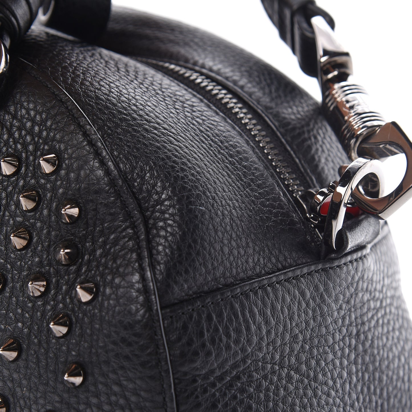 Grained Calfskin Studded Satchel Black