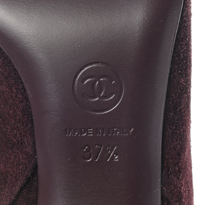 Chanel Suede Boots 37.5 Burgundy 6 of 11