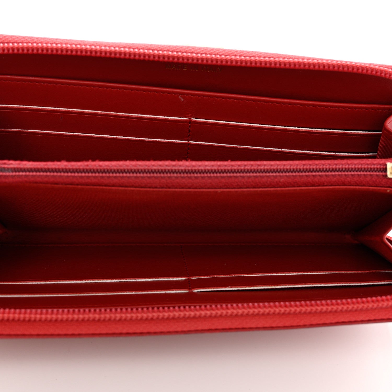 Chanel Caviar Quilted Large Boy Zip Around Wallet Red 5 of 10