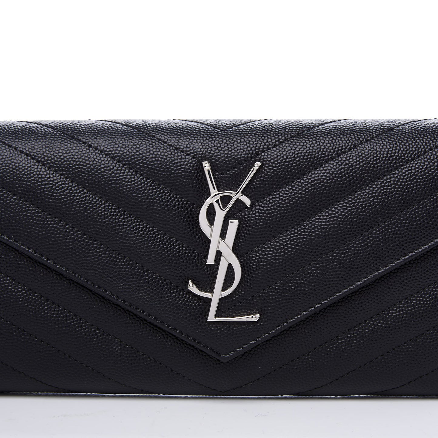 Grain De Poudre Matelasse Chevron Monogram Flap Wallet Black