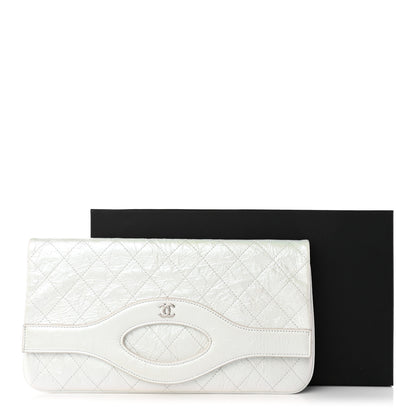 Chanel Iridescent Aged Calfskin Quilted Large 31 Pouch White 11 of 11