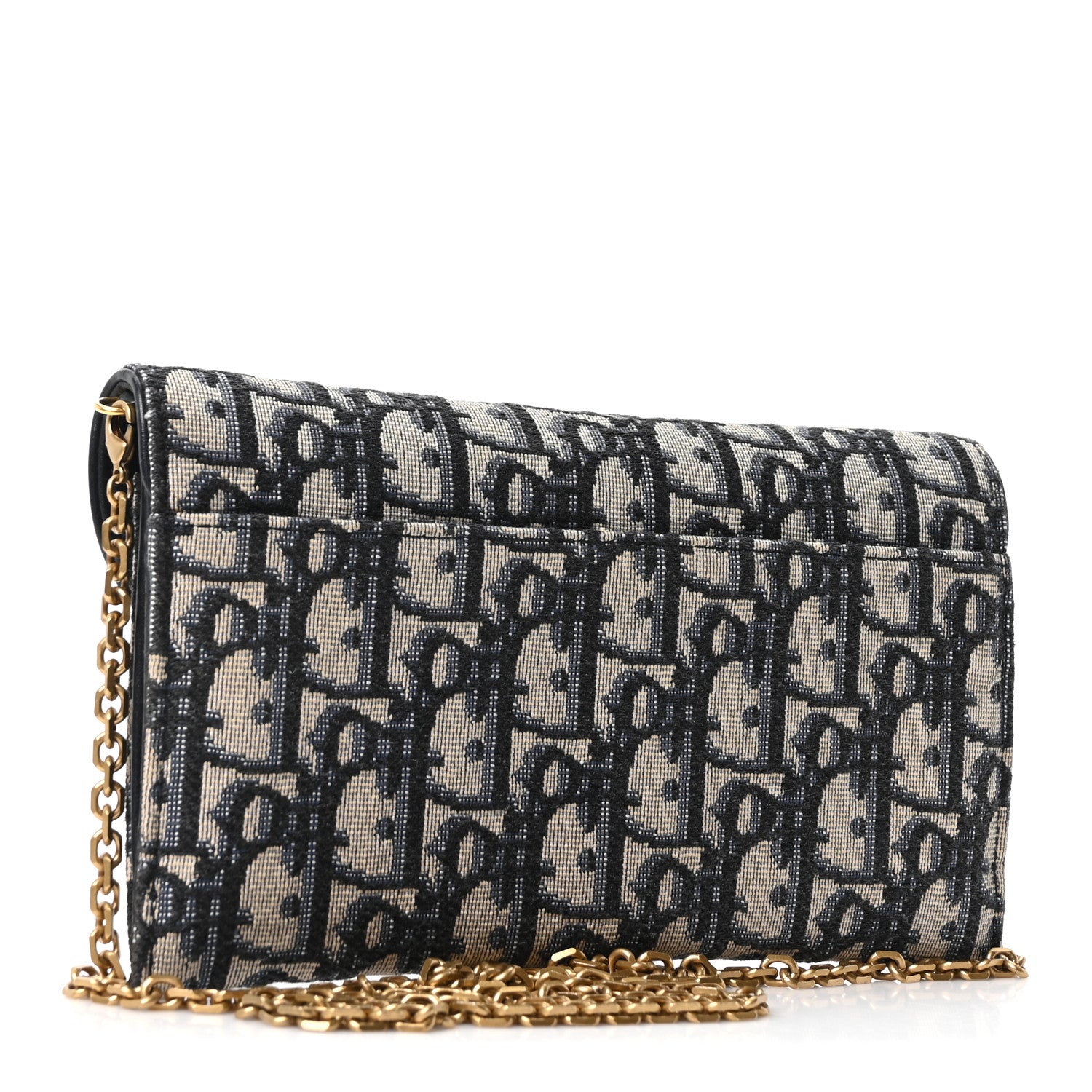 Christian Dior Oblique Saddle Chain Long Wallet Blue 4 of 10
