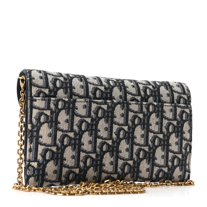 Christian Dior Oblique Saddle Chain Long Wallet Blue 4 of 10