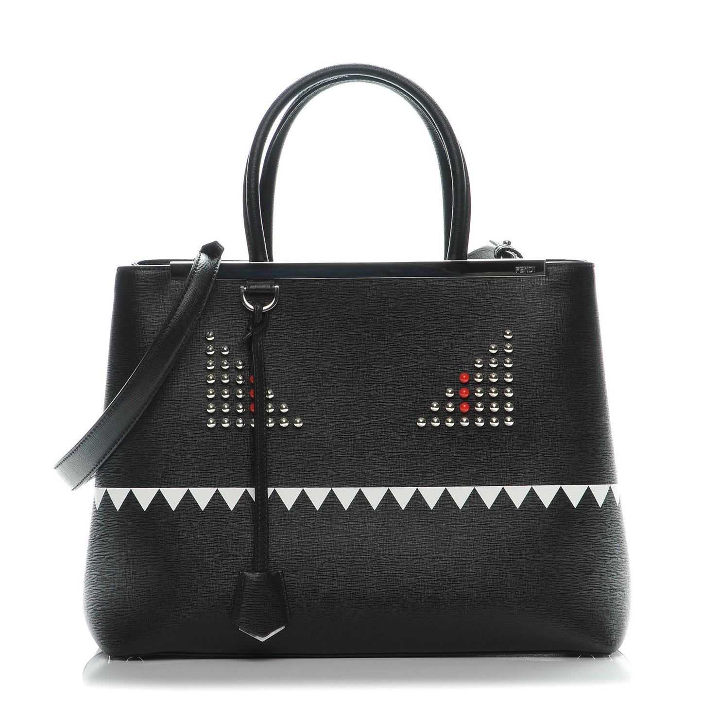 Vitello Elite Studded Monster Medium 2Jours Tote Black