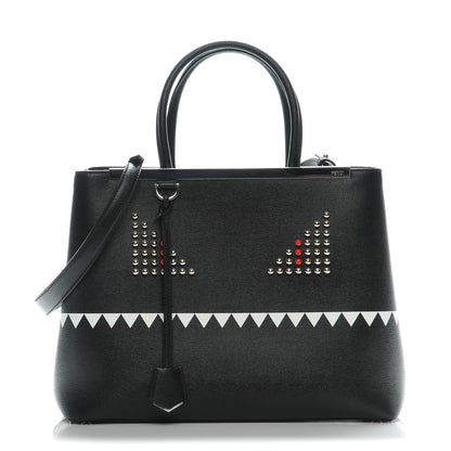 Fendi Vitello Elite Studded Monster Medium 2Jours Tote Black 1 of 8