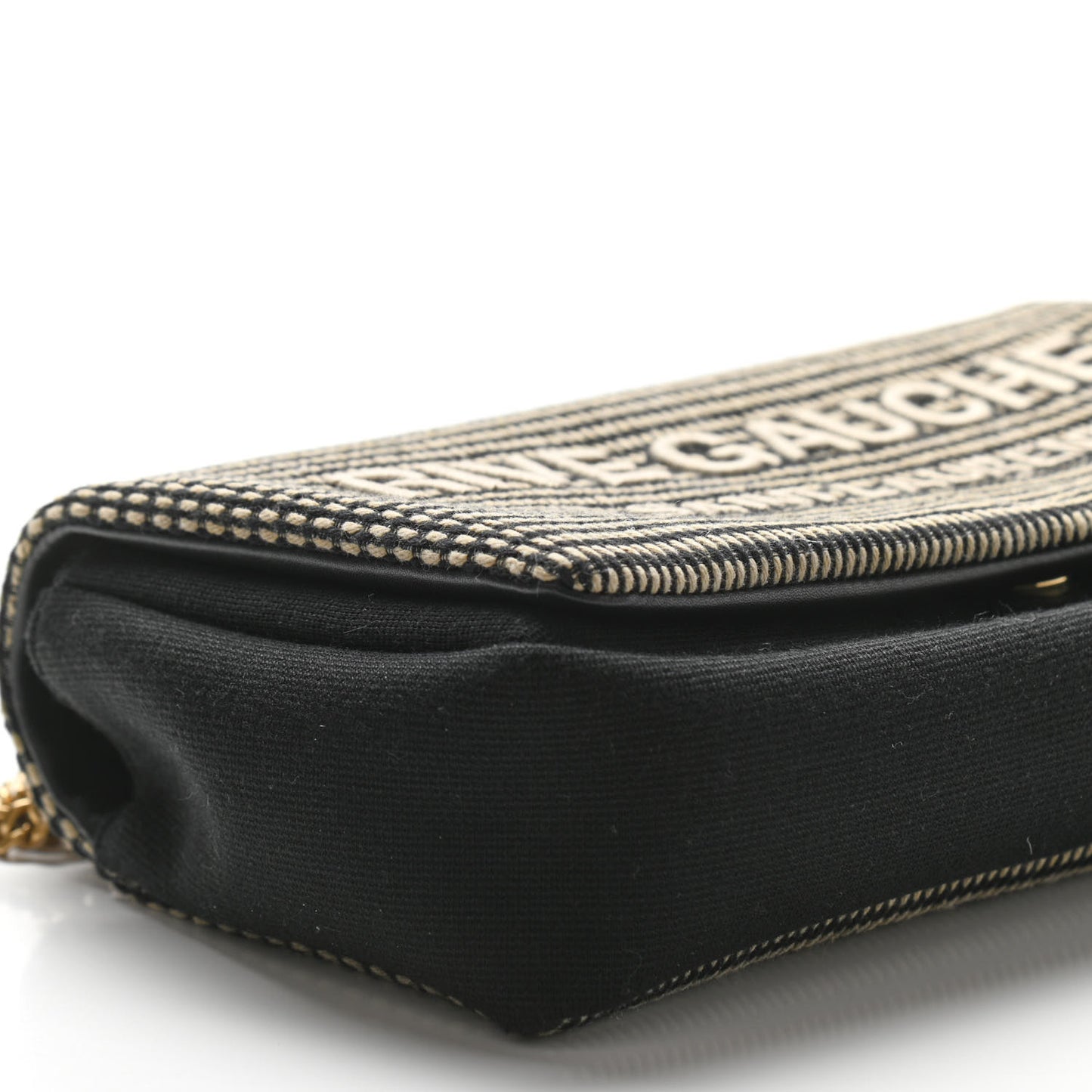 Cotton Embroidered Rive Gauche Noe Chain Bag Black Beige
