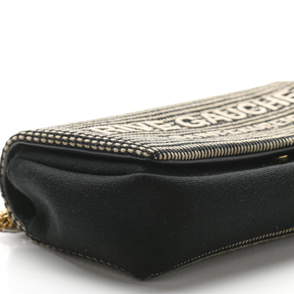 Saint Laurent Cotton Embroidered Rive Gauche Noe Chain Bag Black Beige 8 of 9
