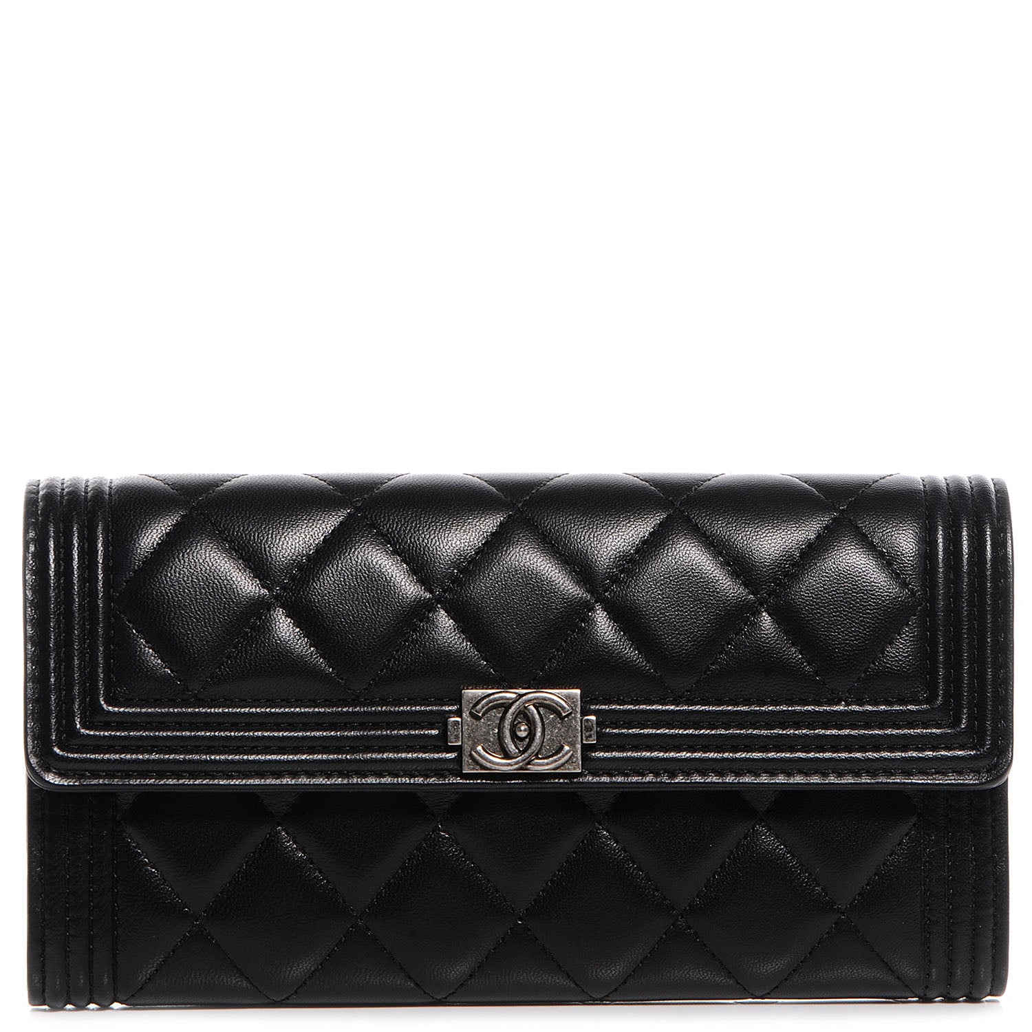 Chanel Lambskin Quilted Boy Flap Wallet Black 1 of 9