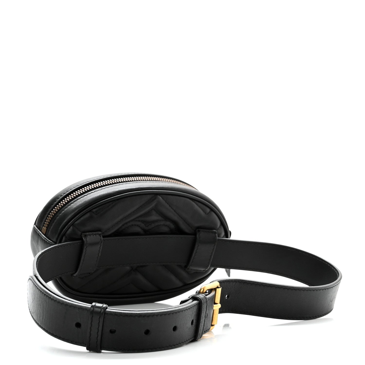 Gucci Calfskin Matelasse GG Marmont Belt Bag 85 34 Black 2 of 11
