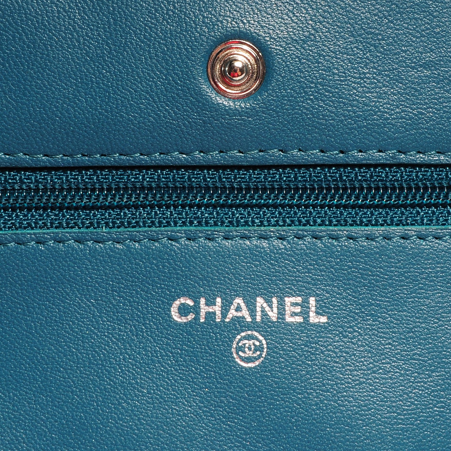 Lambskin Quilted Wallet On Chain WOC Turquoise