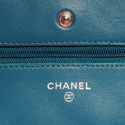 Chanel Lambskin Quilted Wallet On Chain WOC Turquoise 6 of 8