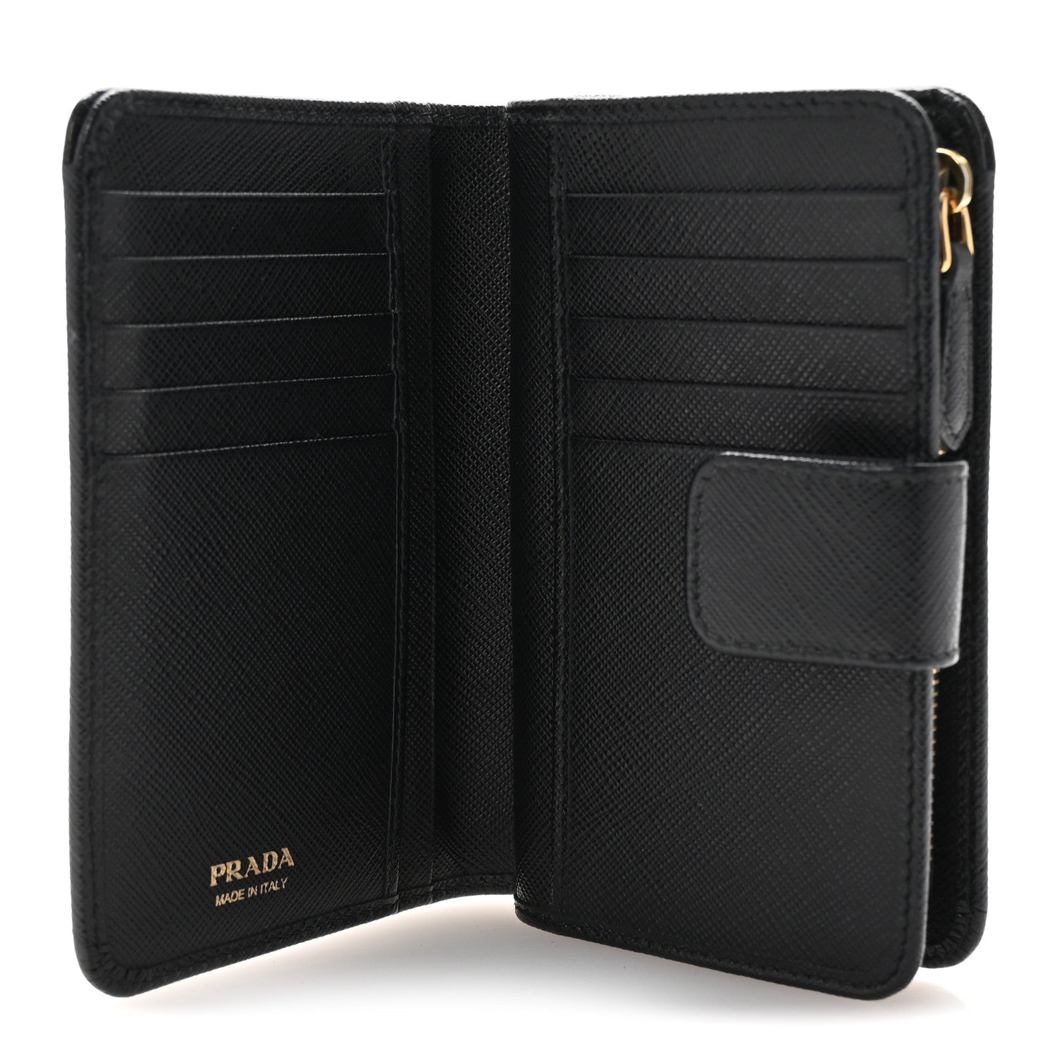 Prada Saffiano Metal Compact Wallet Black 5 of 7