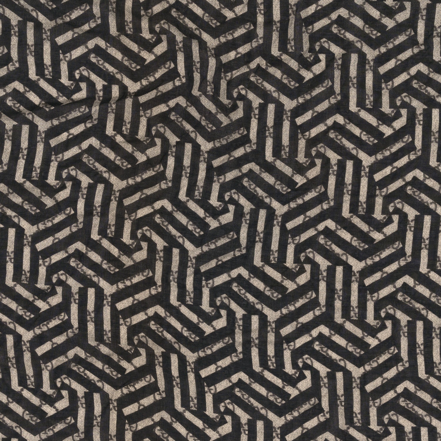 Gucci Modal Silk Monogram Mokki Square Scarf Rope Black 2 of 3
