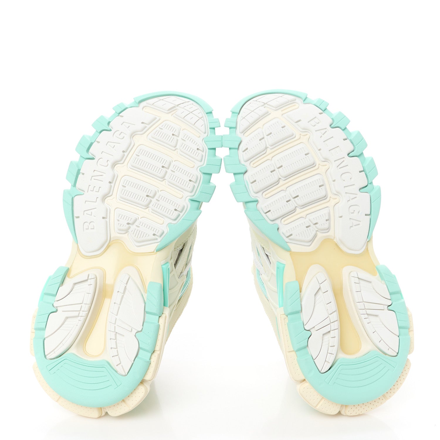 Balenciaga Rubber Mesh Tri-Color Womens Track.2 Open Sneakers 37 Mint Light Beige Grey 5 of 9