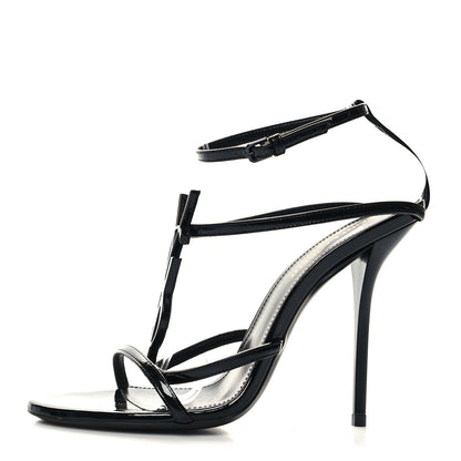 Saint Laurent Patent Calfskin Cassandra 100 Sandals 37 Black 1 of 8