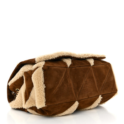Saint Laurent Suede Shearling Patchwork Monogram Giant Jamie Brown Beige 4 of 12