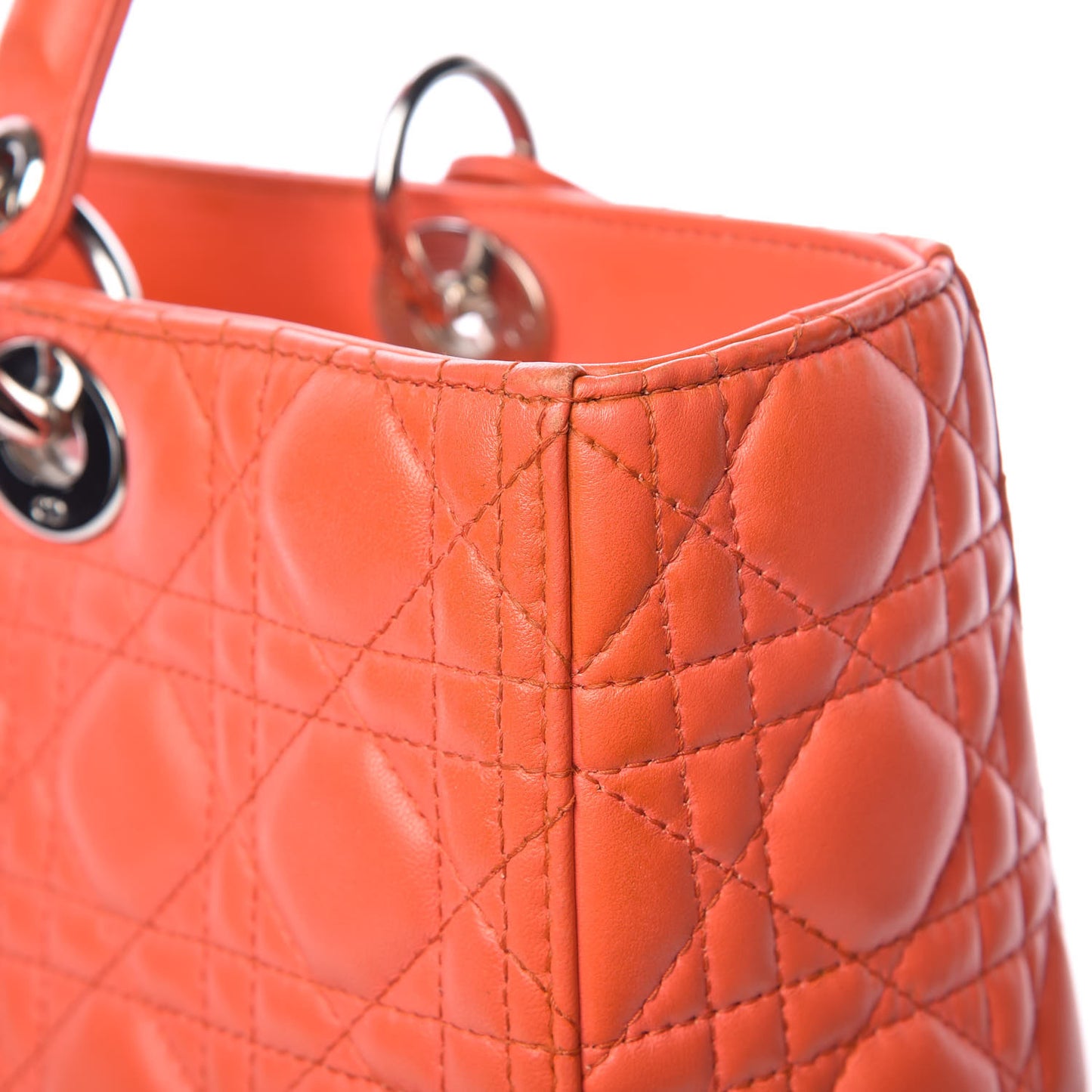 Lambskin Cannage Large Lady Dior Coral