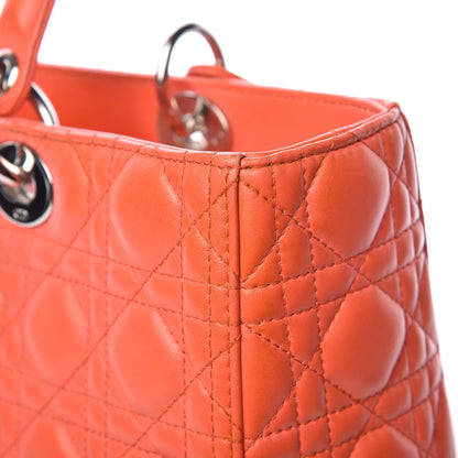 Christian Dior Lambskin Cannage Large Lady Dior Coral 12 of 16