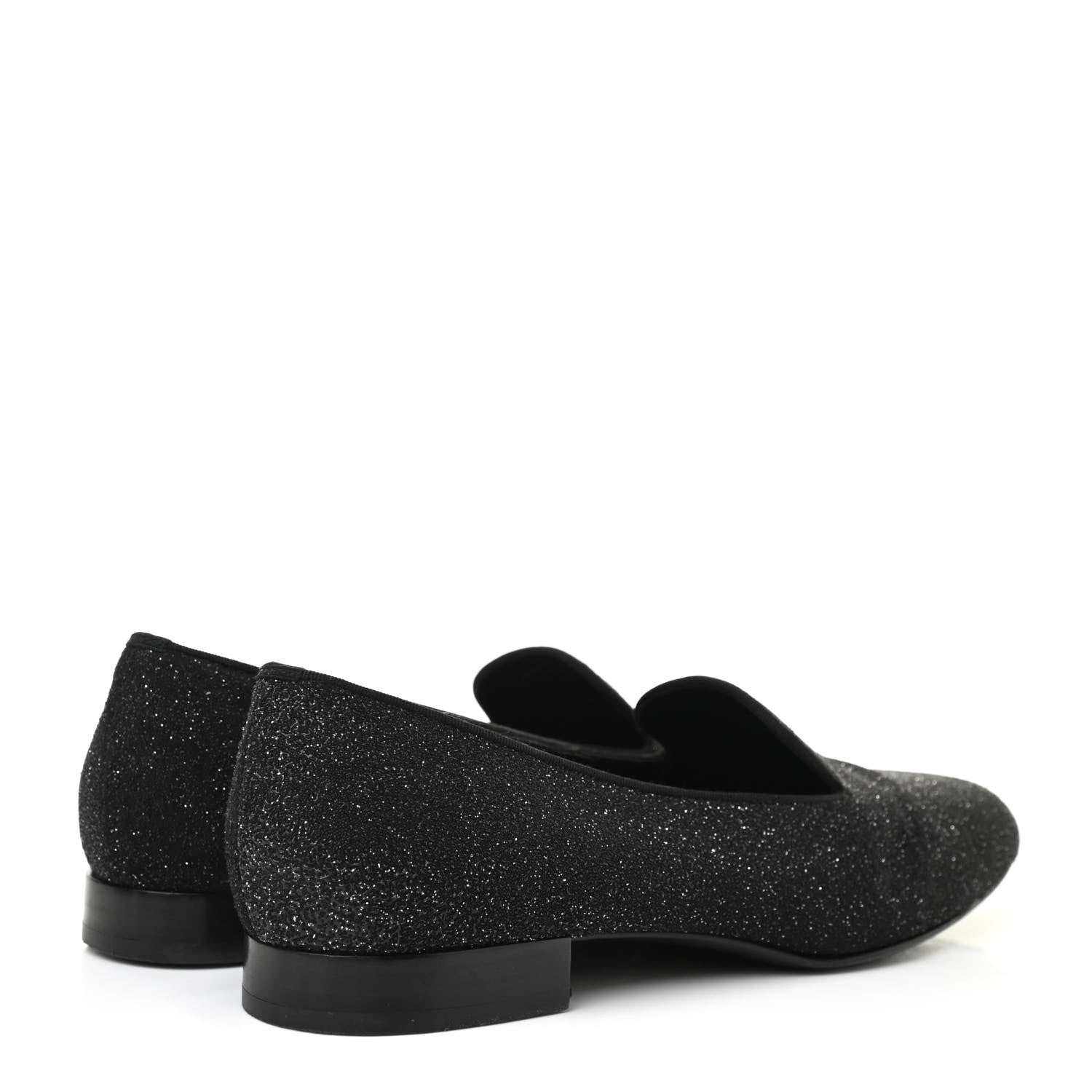 Saint Laurent Metallic Calfskin Smoking Slipper Flat Loafers 38.5 Black Glitter 4 of 9
