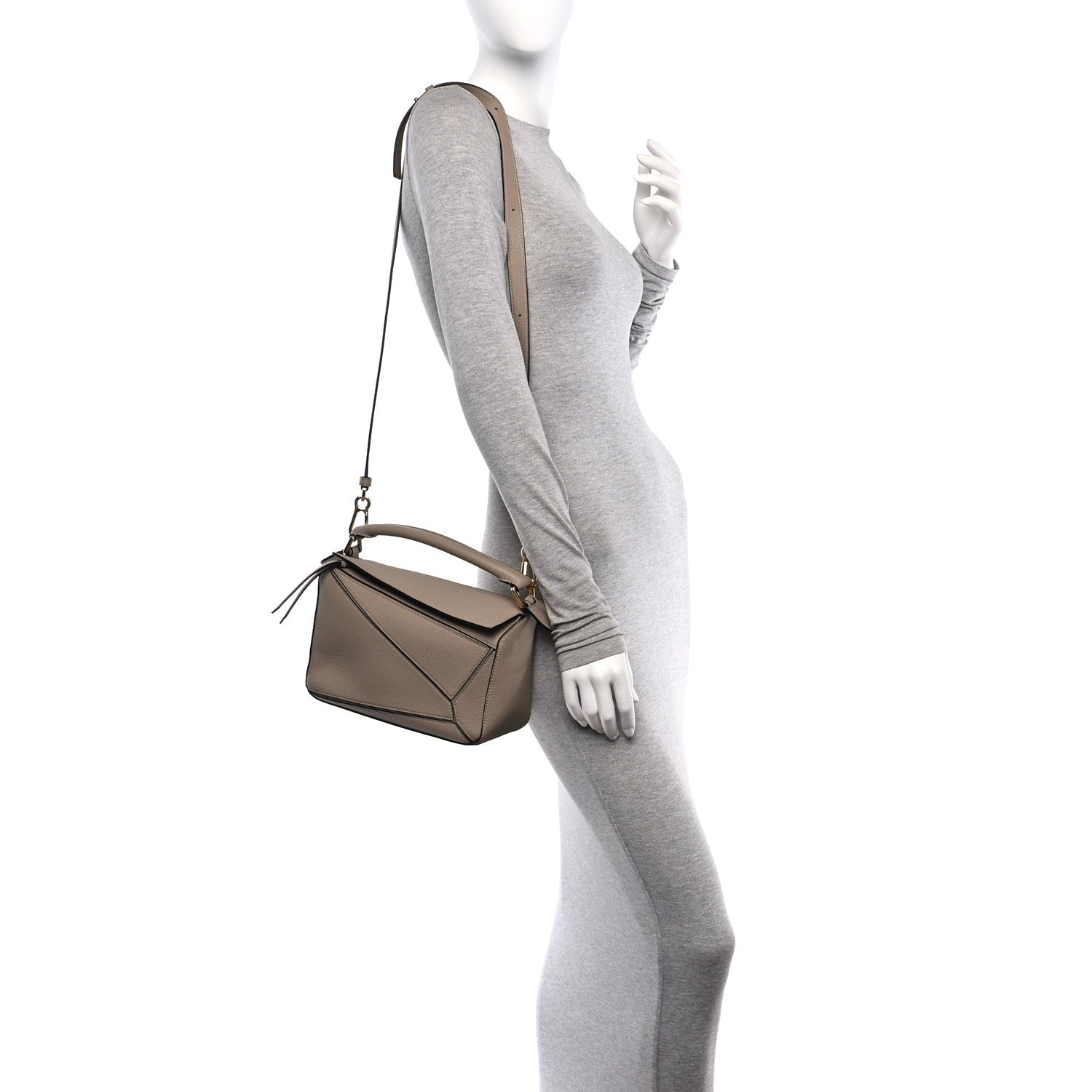Loewe Grained Calfskin Small Puzzle Bag Sand 2 of 10
