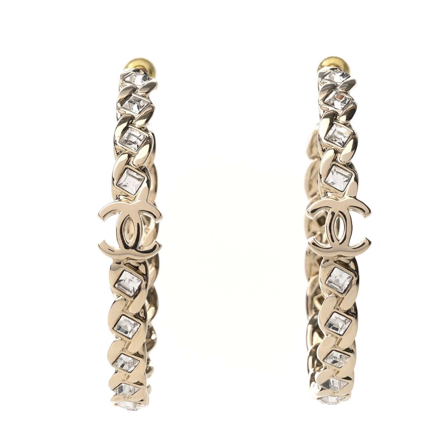 Crystal CC Hoop Earrings Gold