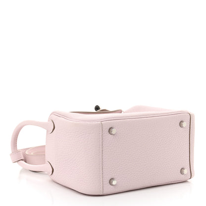 Hermes Taurillon Clemence Verso Mini Lindy 20 Mauve Pale Mushroom 4 of 11