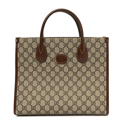 Gucci GG Supreme Monogram Azalea Calfskin Small Retro Interlocking G Tote Bag Beige Ebony Brown Sugar 1 of 11