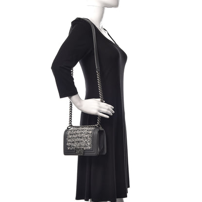 Chanel Tweed Calfskin Small Boy Flap Grey 2 of 12