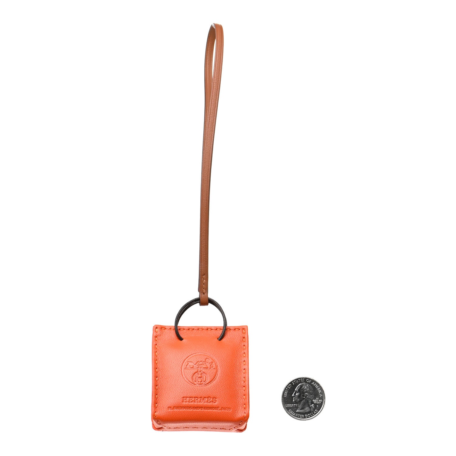 Hermes Milo Lambskin Swift Shopping Bag Charm Feu Gold 2 of 3