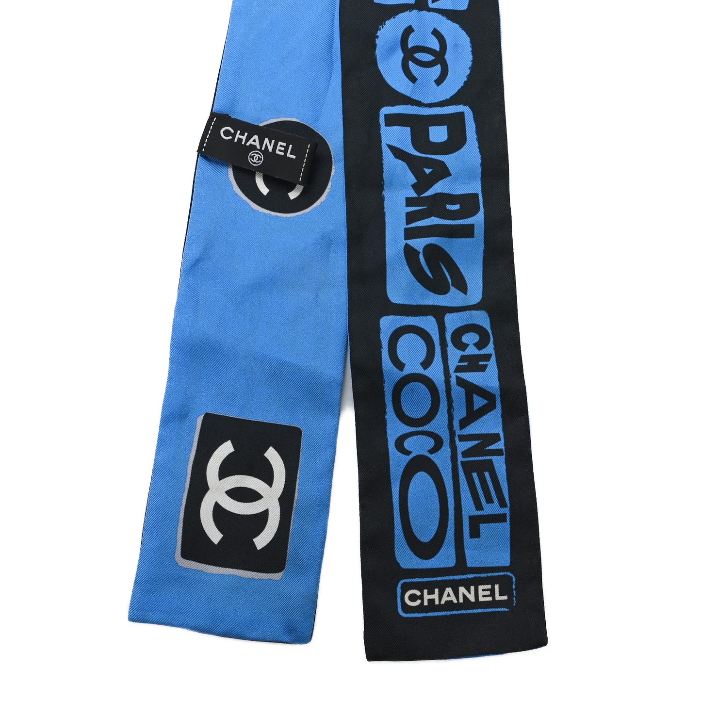 Silk CC Coco 31 Slim Bandeau Scarf Blue Black