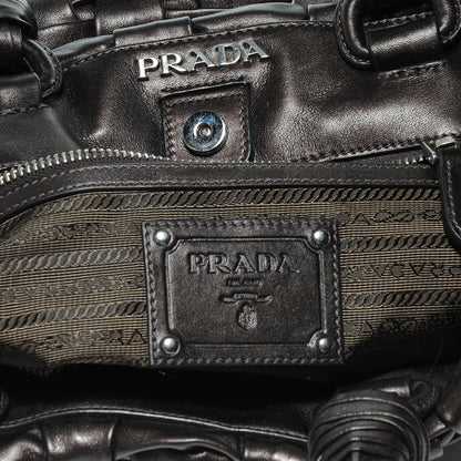 Prada Vitello Mordore Woven Tote Cacao 6 of 7
