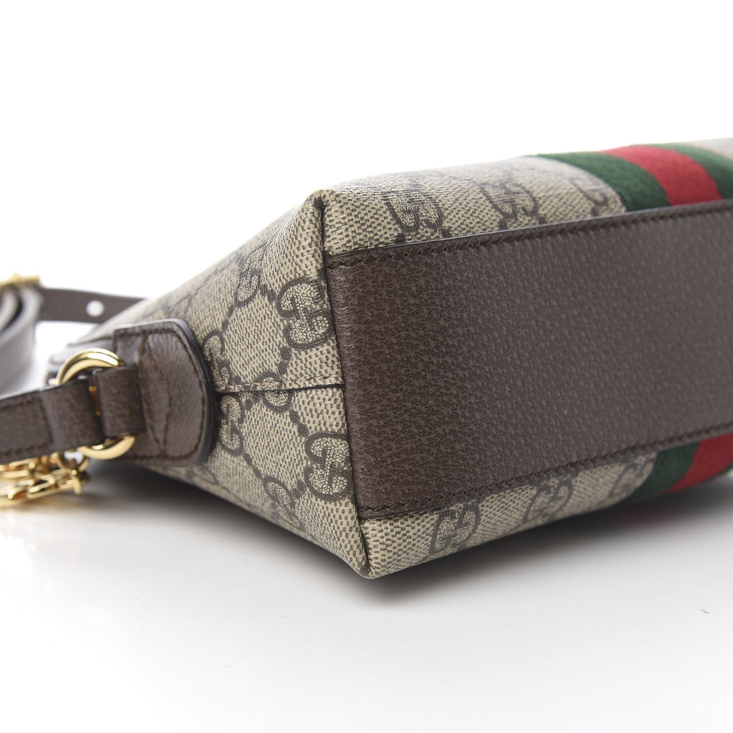 GG Supreme Monogram Textured Dollar Calfskin Web Small Ophidia Dome Shoulder Bag Beige Ebony New Acero